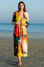 Enigma Abstract Multicolour Printed Long Kimono