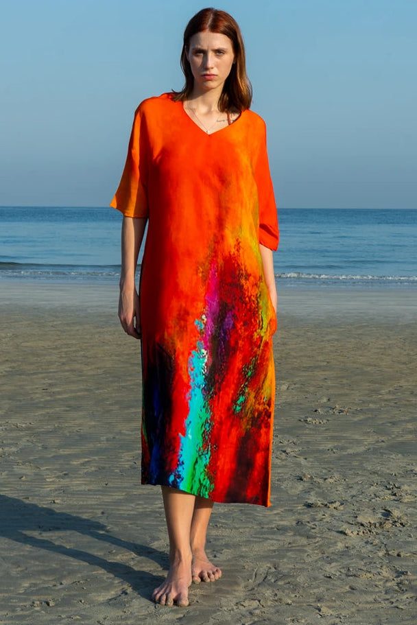Roar Tiger Animal Print Abstract Kaftan