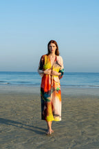 Enigma Abstract Multicolour Printed Long Kimono