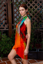 Roar Abstract Print Multicolor Halter-Style Sarong