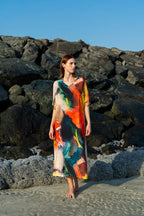 Enigma Abstract Print Multicolour Long Kaftan