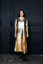 Shadow Of Sequin Gold Ombre Shimmer Kaftan - Party Dress