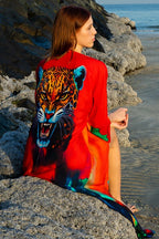 Roar Tiger Animal Print Abstract Kimono