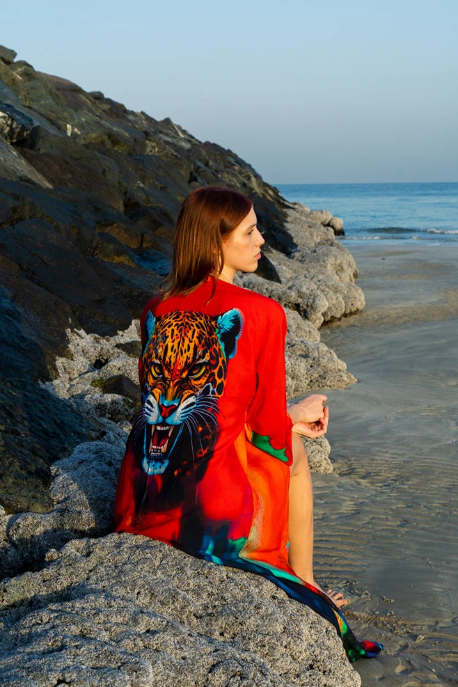 Roar Tiger Animal Print Abstract Kimono