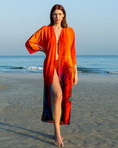 Roar Tiger Animal Print Abstract Kimono