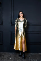 Shadow Of Sequin Gold Ombre Shimmer Kaftan - Party Dress