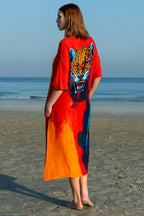 Roar Tiger Animal Print Abstract Kaftan