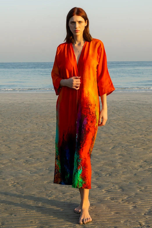 Roar Tiger Animal Print Abstract Kimono