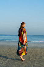 Enigma Abstract Multicolour Printed Long Kimono