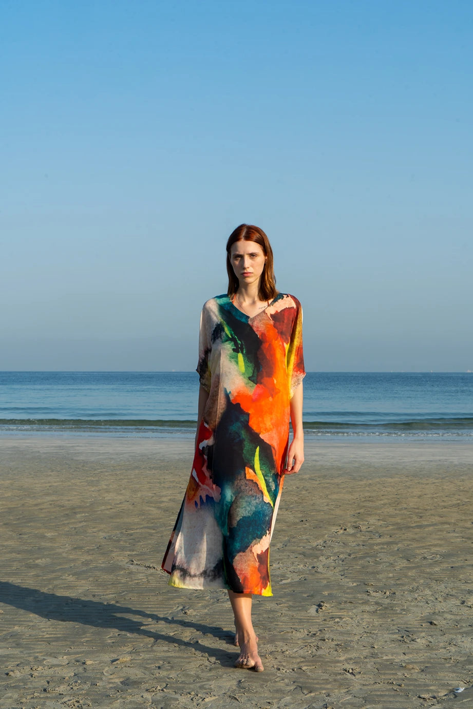 Enigma Abstract Print Multicolour Long Kaftan