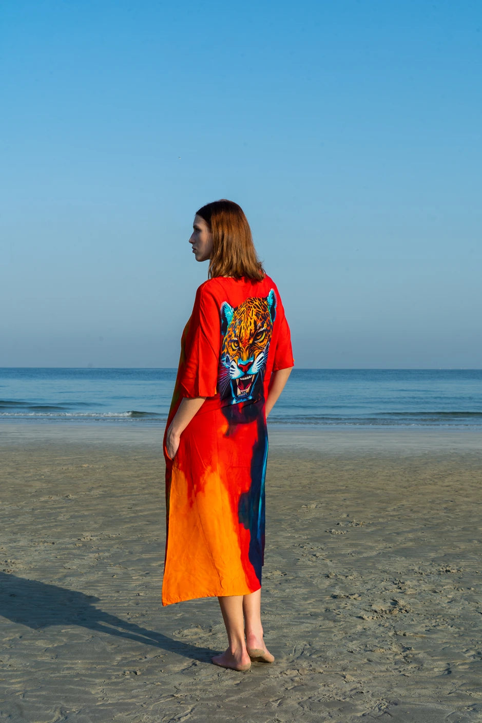 Roar Tiger Animal Print Abstract Kaftan