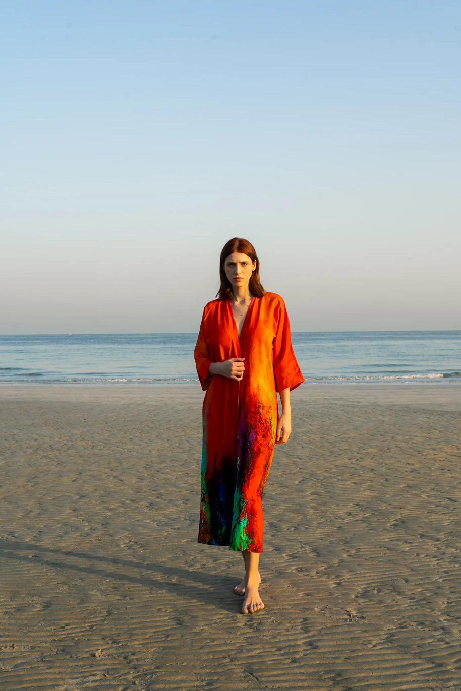 Roar Tiger Animal Print Abstract Kimono