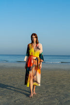 Enigma Abstract Multicolour Printed Long Kimono