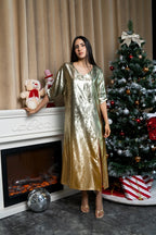 Shadow Of Sequin Gold Ombre Shimmer Kaftan - Party Dress