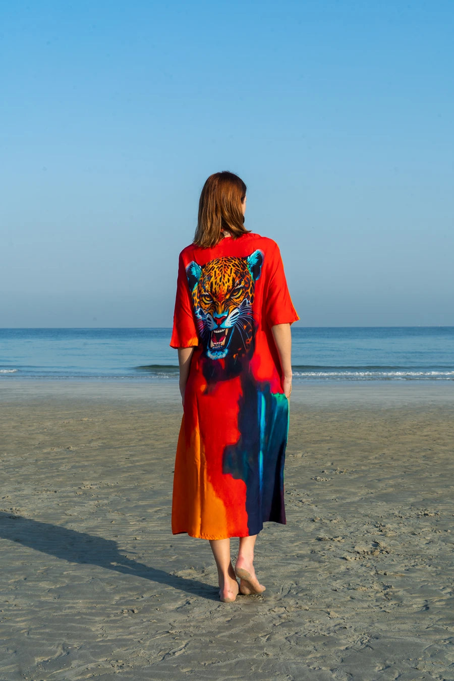 Roar Tiger Animal Print Abstract Kaftan