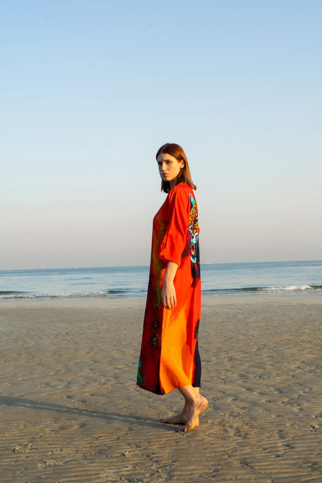 Roar Tiger Animal Print Abstract Kimono