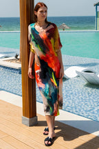 Enigma Abstract Print Multicolour Long Kaftan