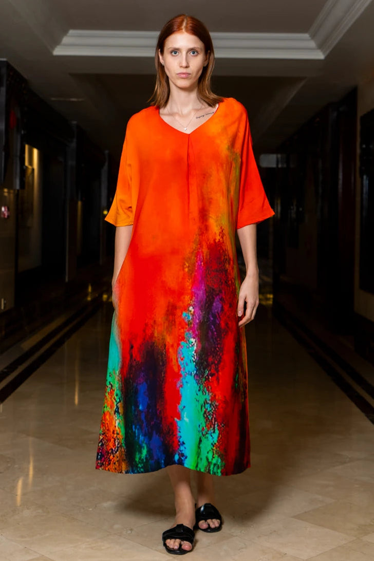 Roar Tiger Animal Print Abstract Kaftan