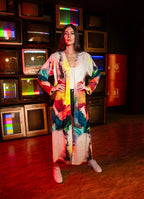 Enigma Abstract Multicolour Printed Long Kimono
