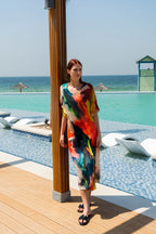 Enigma Abstract Print Multicolour Long Kaftan