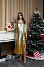 Shadow Of Sequin Gold Ombre Shimmer Kaftan - Party Dress
