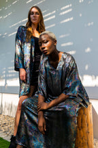 Shadow Of Sequin Shimmer Rainbow Black Short Kimono