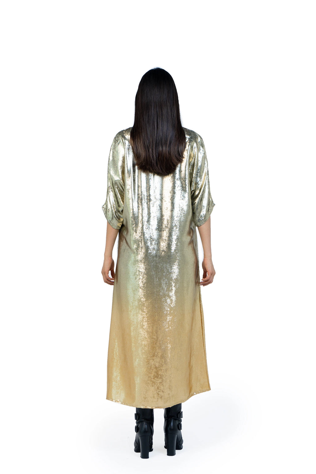 Shadow Of Sequin Gold Ombre Shimmer Kaftan - Party Dress