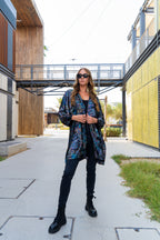 Shadow Of Sequin Shimmer Rainbow Black Short Kimono