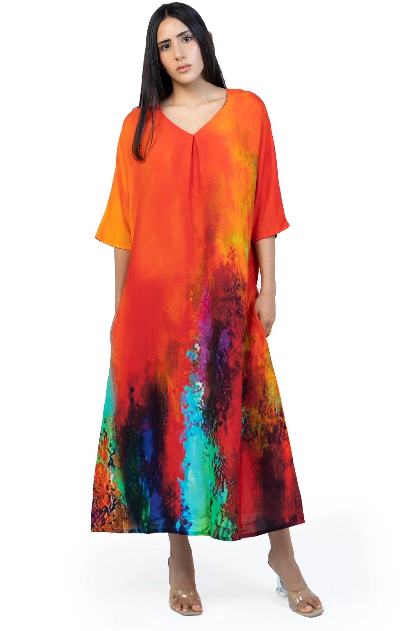 Roar Tiger Animal Print Abstract Kaftan