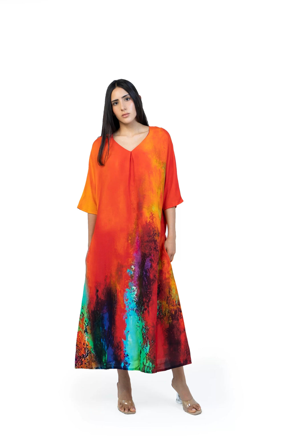 Roar Tiger Animal Print Abstract Kaftan