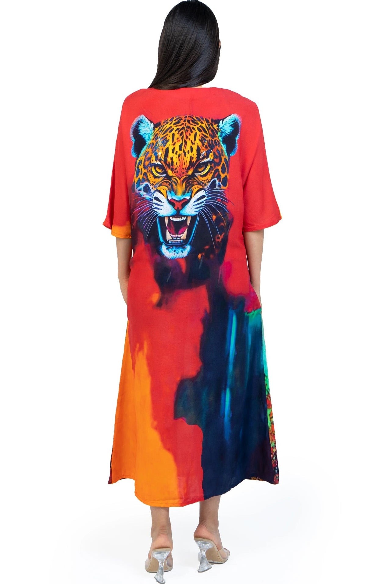 Roar Tiger Animal Print Abstract Kaftan