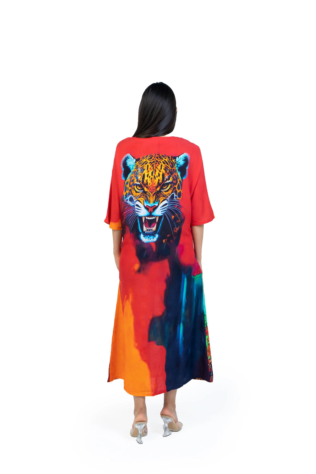 Roar Tiger Animal Print Abstract Kaftan