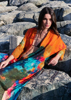 Canvas & Chaos Abstract Print Long Kimono