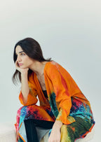 Canvas & Chaos Abstract Print Long Kimono