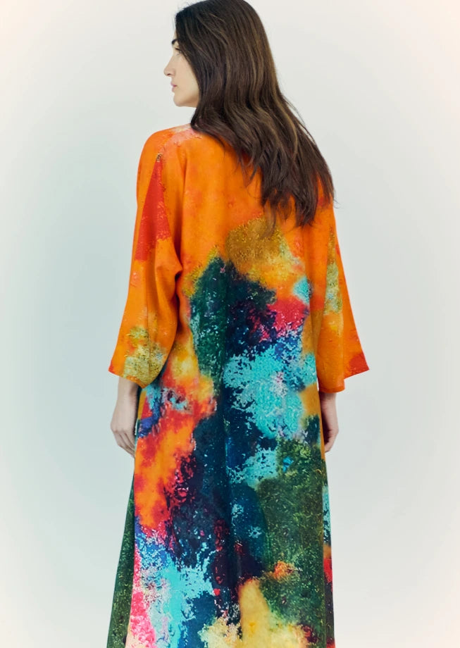 Canvas & Chaos Abstract Print Long Kimono
