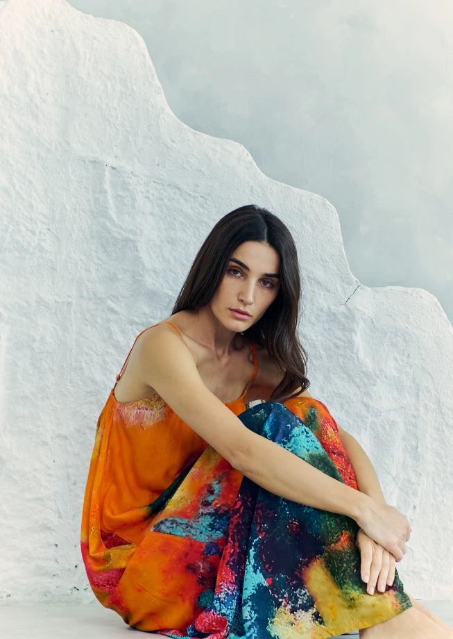 Canvas & Chaos Abstract Print Maxi Dress