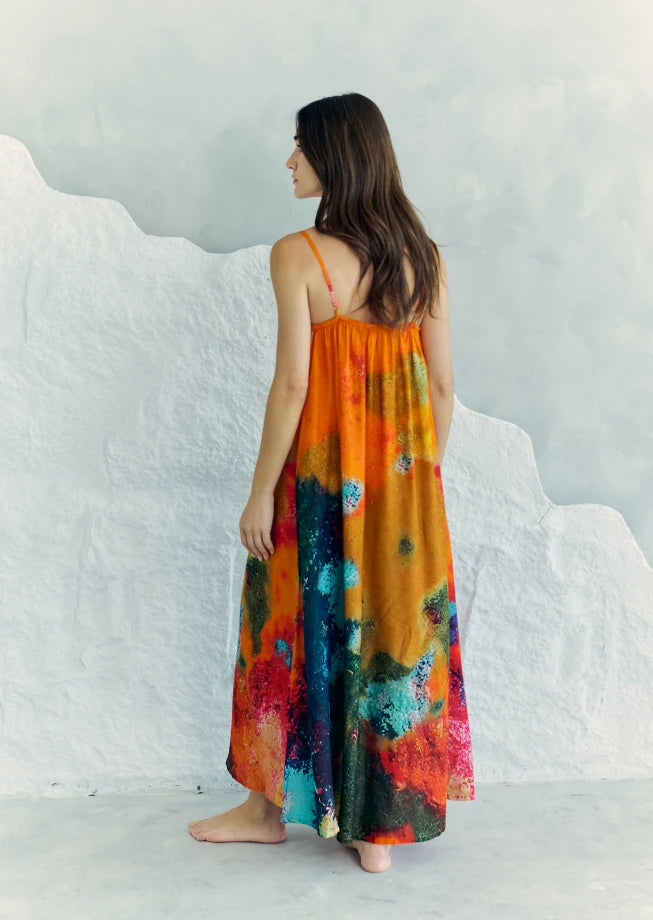 Canvas & Chaos Abstract Print Maxi Dress