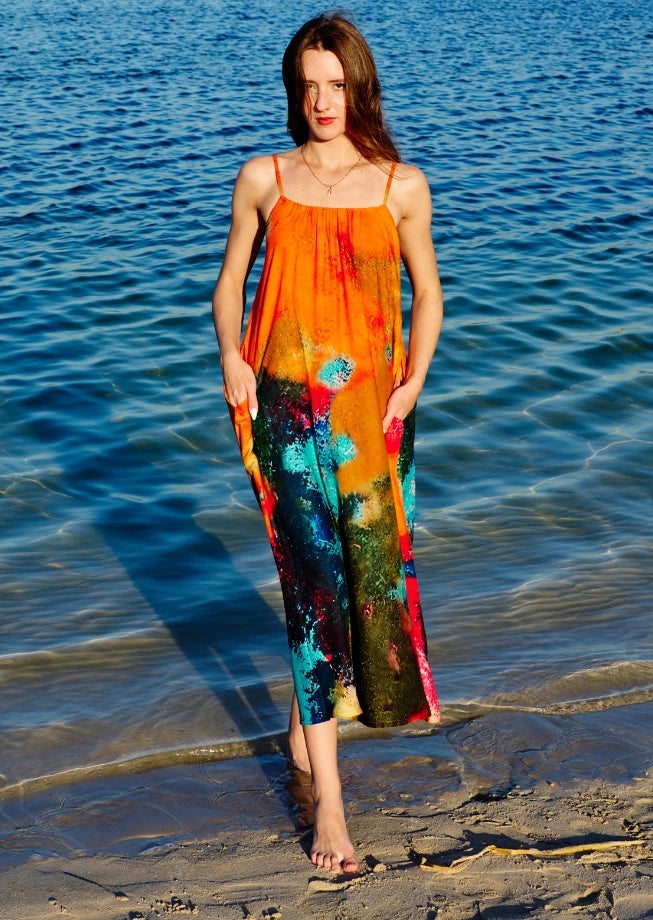 Canvas & Chaos Abstract Print Maxi Dress