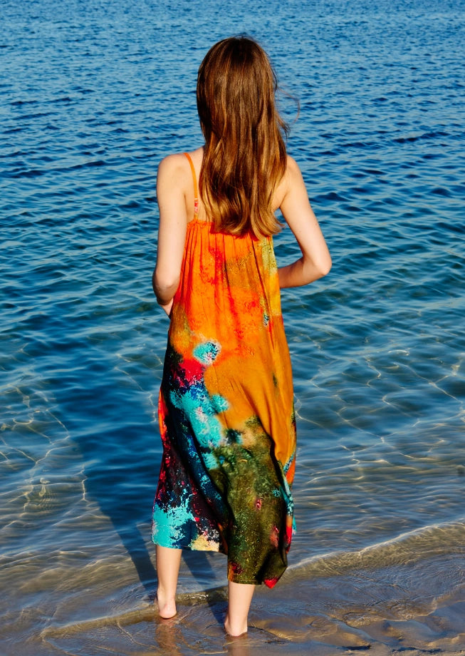 Canvas & Chaos Abstract Print Maxi Dress
