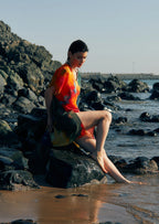 Canvas & Chaos Abstract Print Sheer Short Kaftan