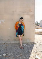 Canvas & Chaos Abstract Print Sheer Short kimono