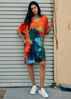 Canvas & Chaos Abstract Print Short Kaftan