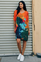 Canvas & Chaos Abstract Print Short Kaftan