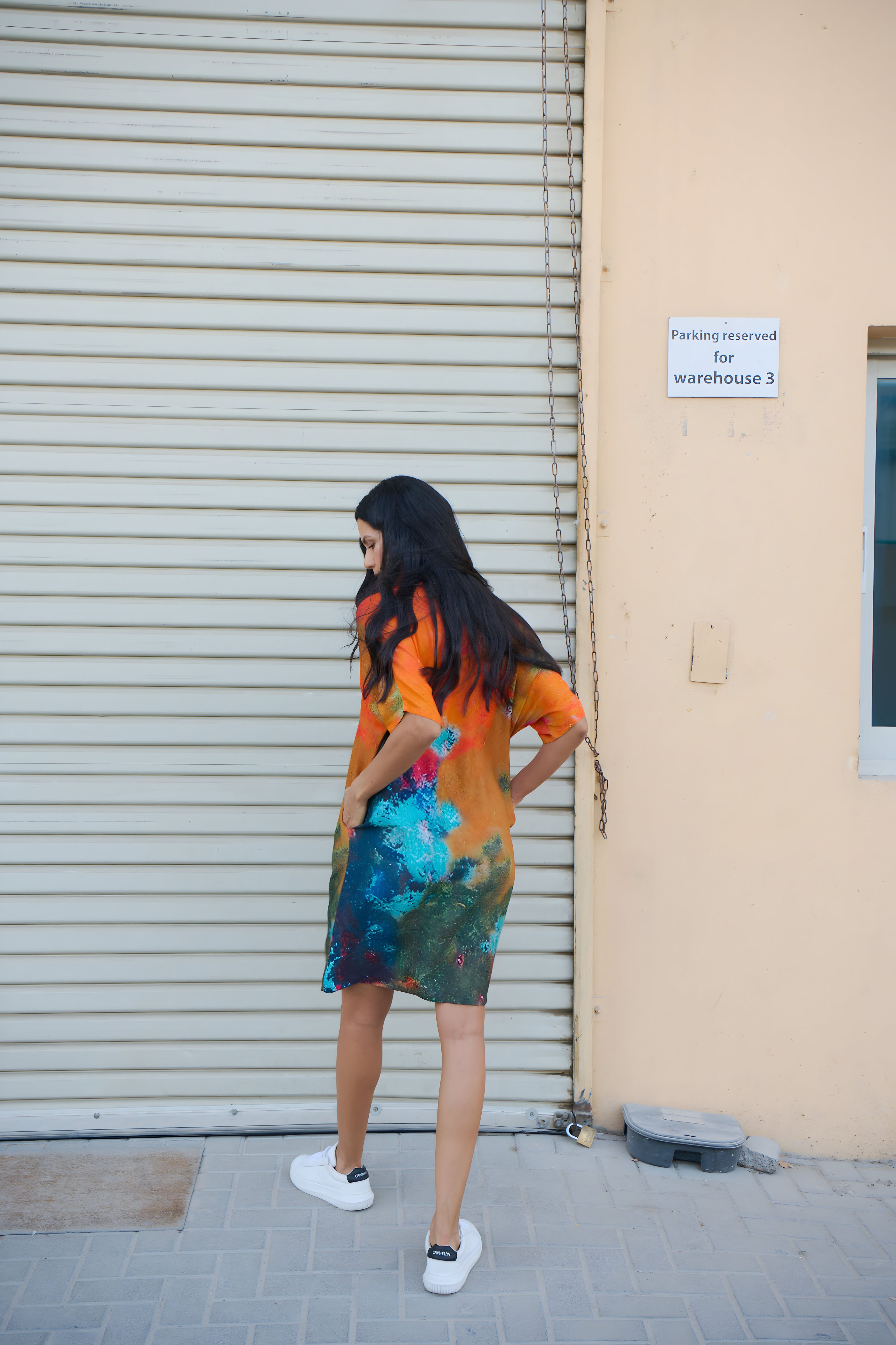 Canvas & Chaos Abstract Print Short Kaftan