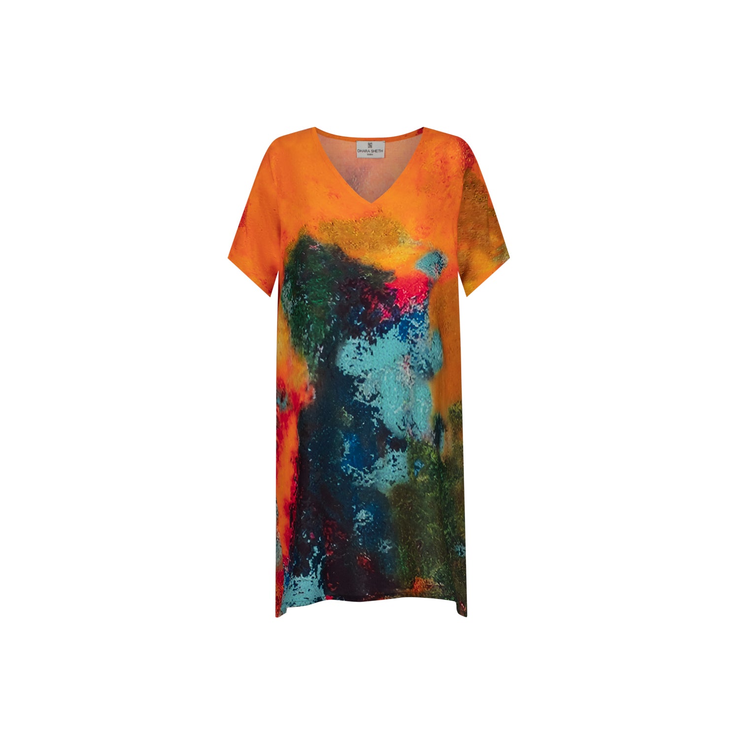 Canvas & Chaos Abstract Print Short Kaftan