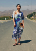 Ciel & Sand Sheer Long Kaftan With Side Slits