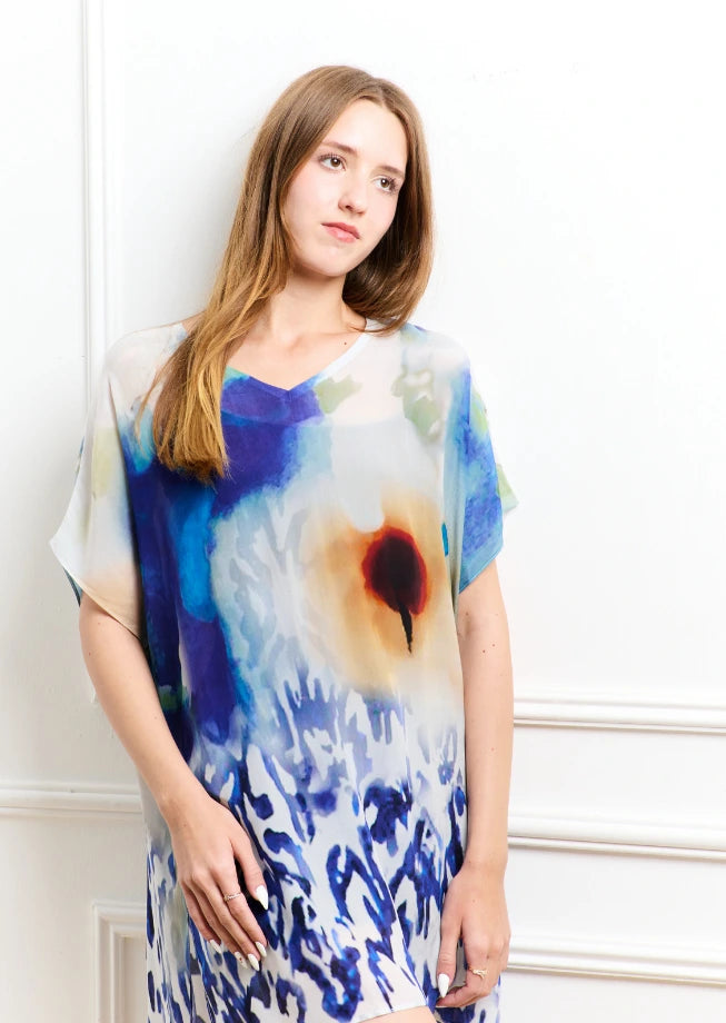 Ciel & Sand Sheer Long Kaftan With Side Slits