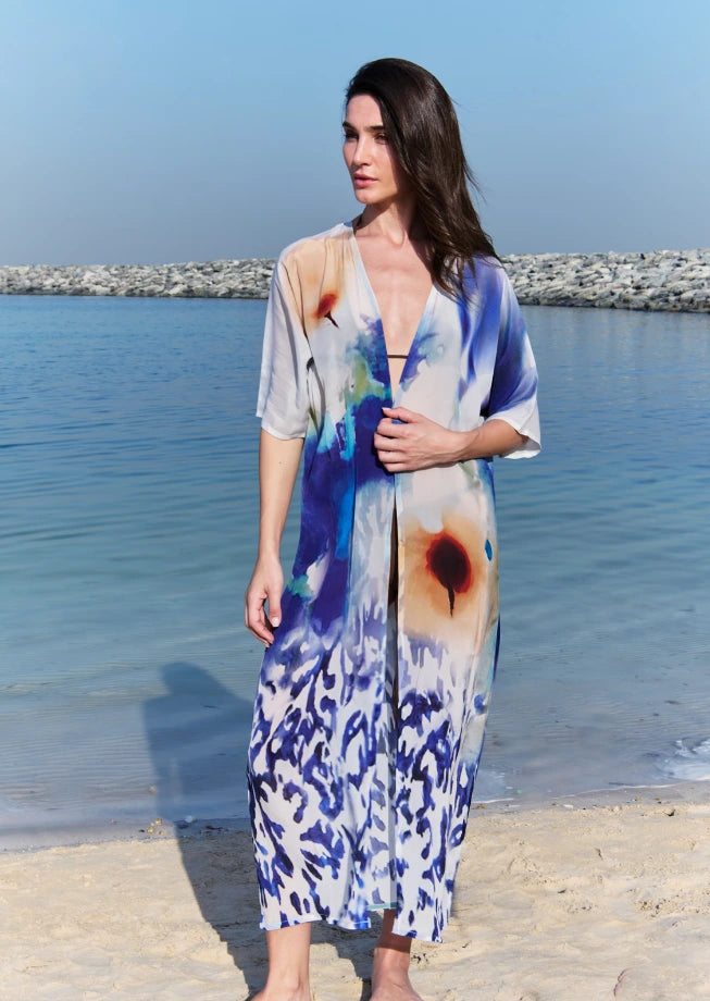 Ciel & Sand Short Sleeves Sheer Long Kimono