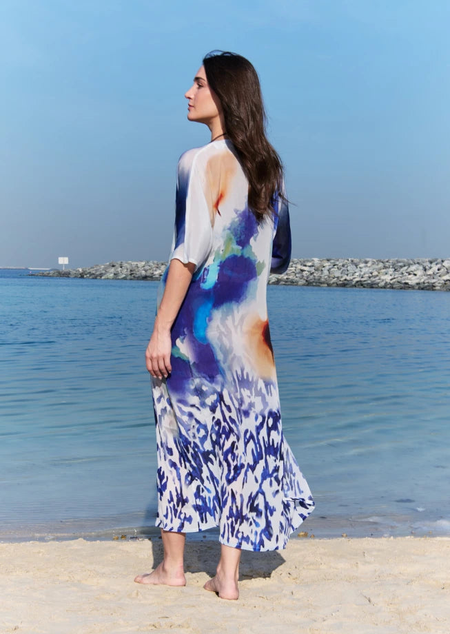 Ciel & Sand Short Sleeves Sheer Long Kimono