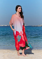Coral Mirage Floral Long Kaftan